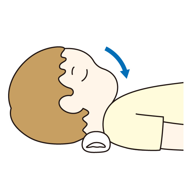 あごを引ぎすぎている様子