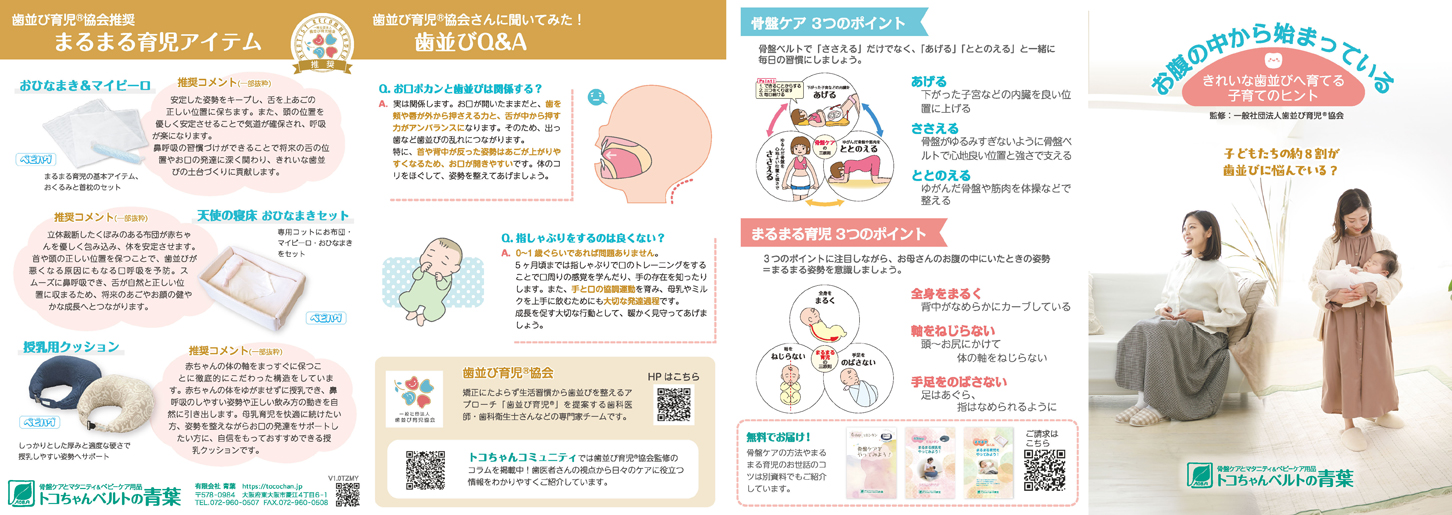 チラシ外面　お腹の中から始まっている きれいな歯並びへ育てる子育てのヒント 